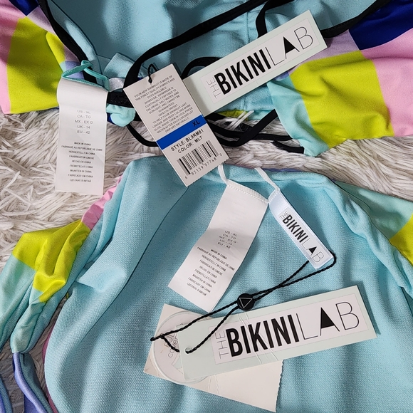 XL The Bikini Lab Color Block Shoulder Tie Bikini Set - Picture 9 of 9